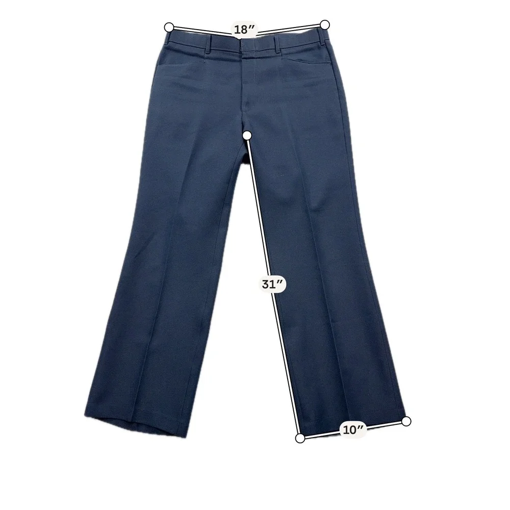 Levi's Action Slacks Sta-Prest Vintage Trousers Navy Blue Mens 36x31